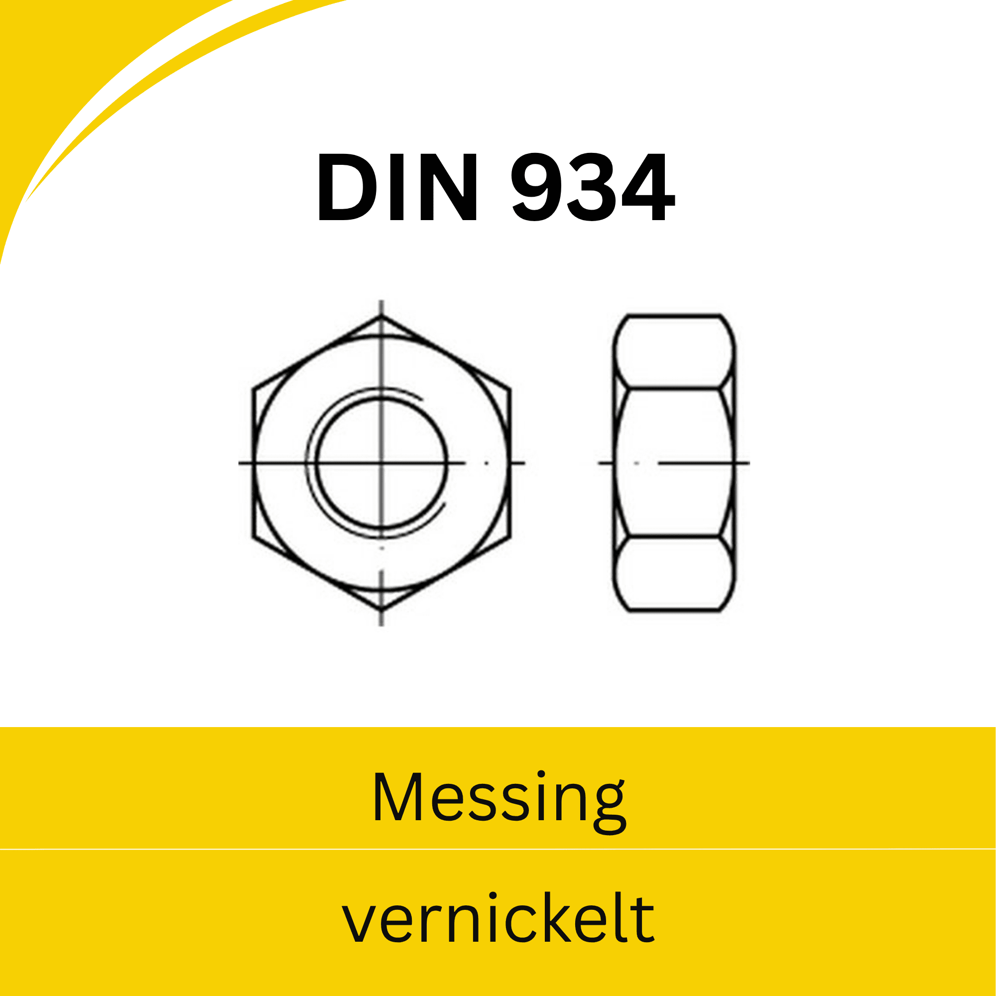 Bild für Kategorie DIN 934 ➤ Sechskantmuttern (Messing vernickelt)